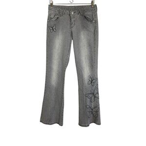 Y2K Retro Butterfly Wide Leg Denim Jean Rhinestone Western Grunge 80s Skater 90s